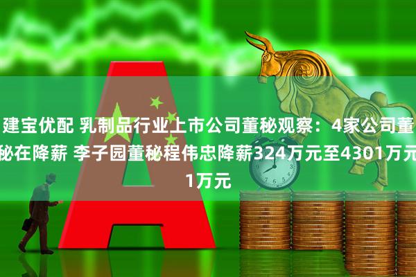 建宝优配 乳制品行业上市公司董秘观察：4家公司董秘在降薪 李子园董秘程伟忠降薪324万元至4301万元